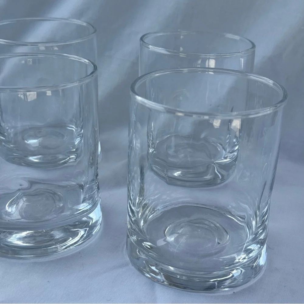 Clear Cylindrical Pinch Glasses or Dimple Glasses Lowball Glass Set of 8